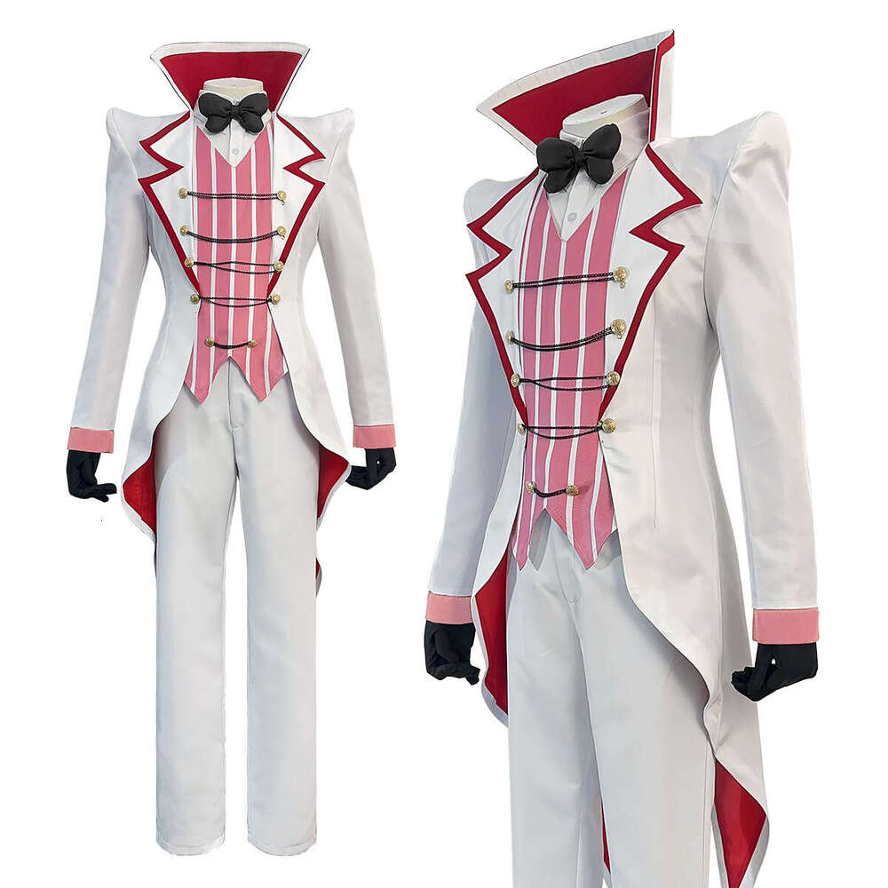 HOLOUN Haz Hotel Anime Lucifer Morningstar Cosplay Costume Wig Stand-Up Collar Tailcoat Pants Vest Cos Convention Halloween Gift