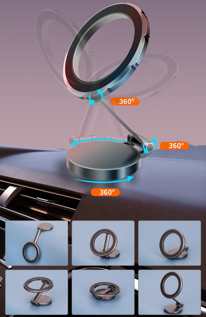360 Degree MagSafe Car Mount Fold Magnetic Phone Dashboard Holder Universal Stand Mobile Phone Clip For iPhone 15 14 13 12 pro max huawei samsung xiao