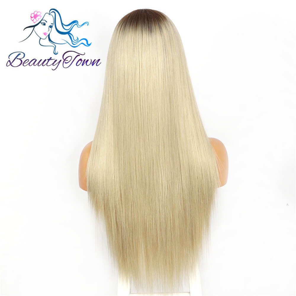 Blonde 13X3 Synthetic Front For Women Daily Makeup Cosplay Party Bone Straight HD Lace Frontal Wig 28Inch