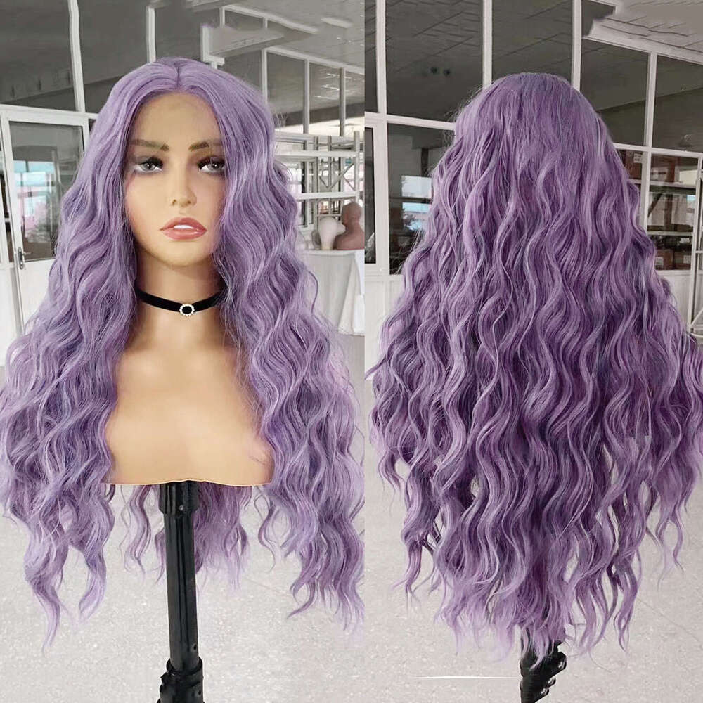 AIMEYA Brown Deep Front Natural Haire Synthetic Frontal Lace Wigs For Women Daily Use Long Wave Wig Cosplay