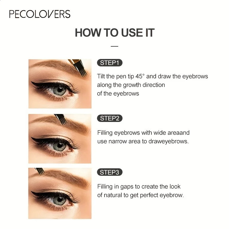 6 Colors 1pc Eyebrow Pen Waterproof 4 Split Tip Eyebrows Pen Eyebrow Tattoo Pen Waterproof Liquid Black Eyebrow Makeup Pencil 240914