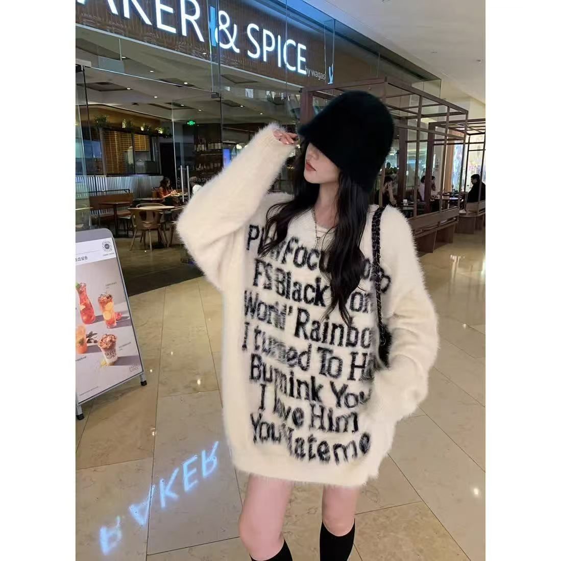 American street style pullover letter designer sweater for men and women in autumn and winter new lazy retro loose sweater top.