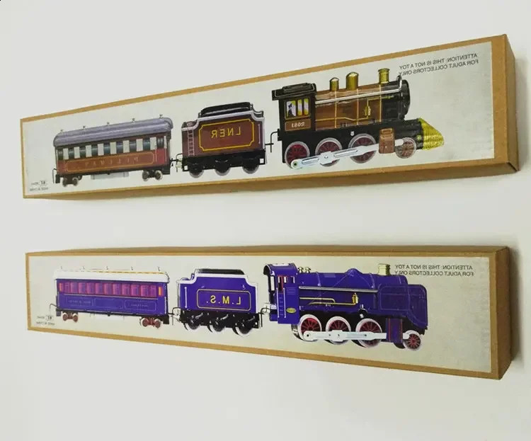 Funny Adult Collection Retro Wind up toy Metal Tin moving Vintage Rail train model Mechanical Clockwork toy figures kids gift 240904