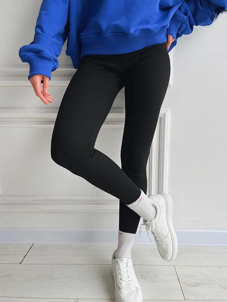 Womens long legs with wool cotton leggings winter stretch black gray thick warm velvet womens 240914