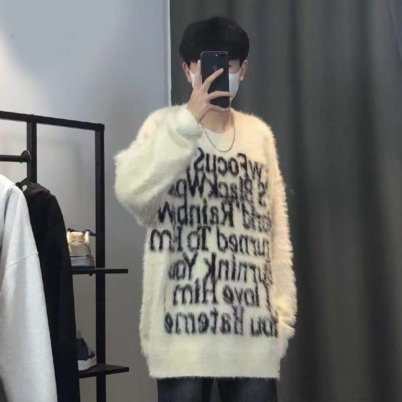American street style pullover letter designer sweater for men and women in autumn and winter new lazy retro loose sweater top.