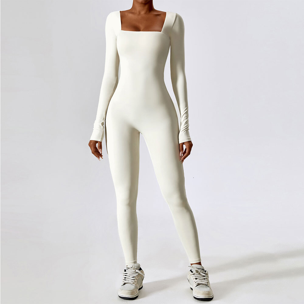 Gym Workout Yoga Clothes Dance Fiess Long Sleeved One Piece Sports Jumpsuit Sexy Tight Boilersuit Women Tracuit