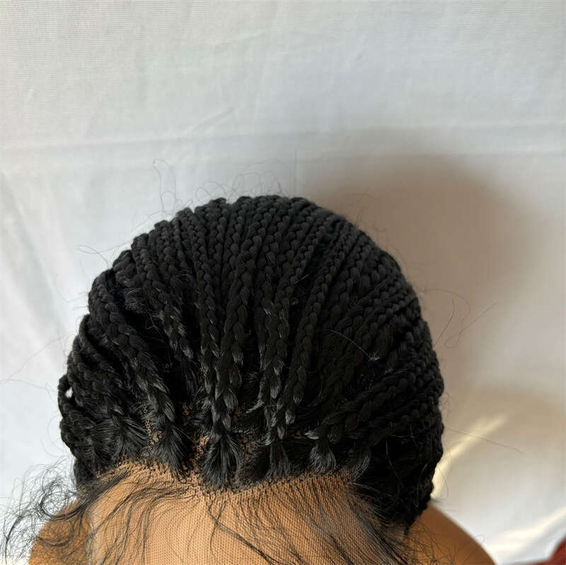 Synthetic HD Transparent Lace Front Braided Wig For Black Women Crochet Braid Braiding Hair Knotless Box Cornrow Braids Wigs
