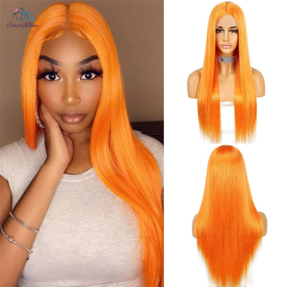 Long Straight Orange Cosplay Blogger Makeup Party Holiday Gift For Girl Synthetic T Lace Wig 2022 Beautytown