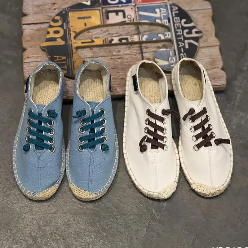 Shoes Men Hemp Fisherman Breathable Espadrilles Flats Solid Moccasins Casual Shoes Men Zapatos De Hombre 240911