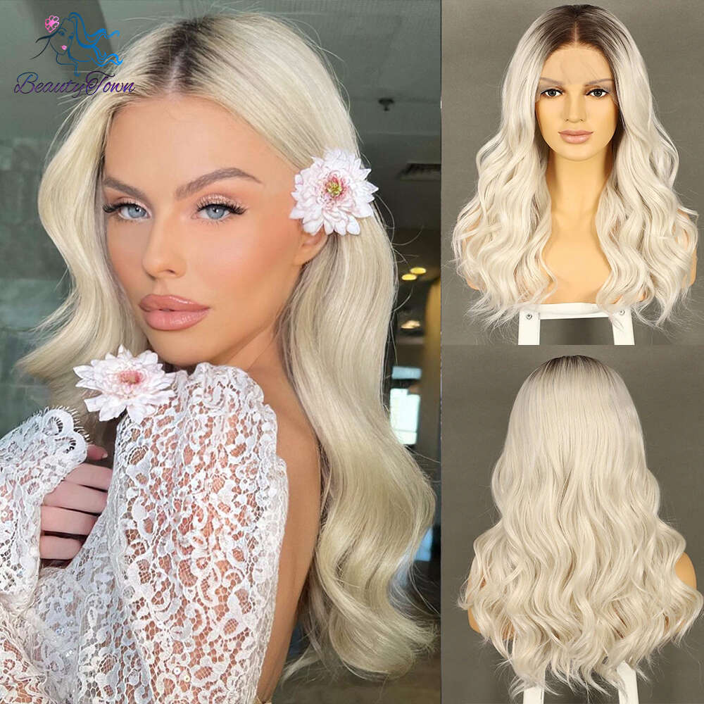 613 13X3 Synthetic For Women Sier Blonde Loose Deep Short Bob Front Hd Lace Wigs 180%