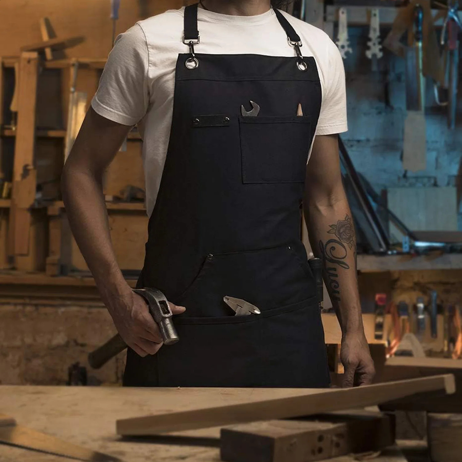 Woodworking Shop Canvas Kitchen Apron Fully Adjustable Comfortable and Suitable for Men Sizes S to XXL 240913