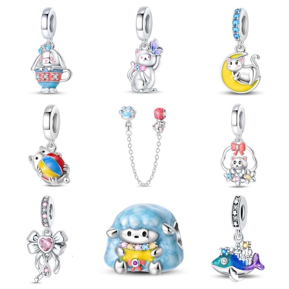 New Family Style 925 sterling silver Cat Beads charms Fit Original Bracelet DIY Accessories Jewelry For women's Gifts