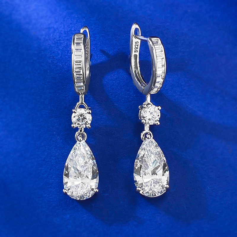 Stunning Sterg Sier Dangle Earrings with Water Drop Moissanite: Perfect Gift for Women