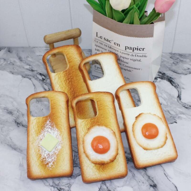 3D Toast Bread Phone For iPhone 14Pro MAX Case 15 14 13Pro 12 11 Funny Cute Creative Butter Fried egg Protection Soft Cover