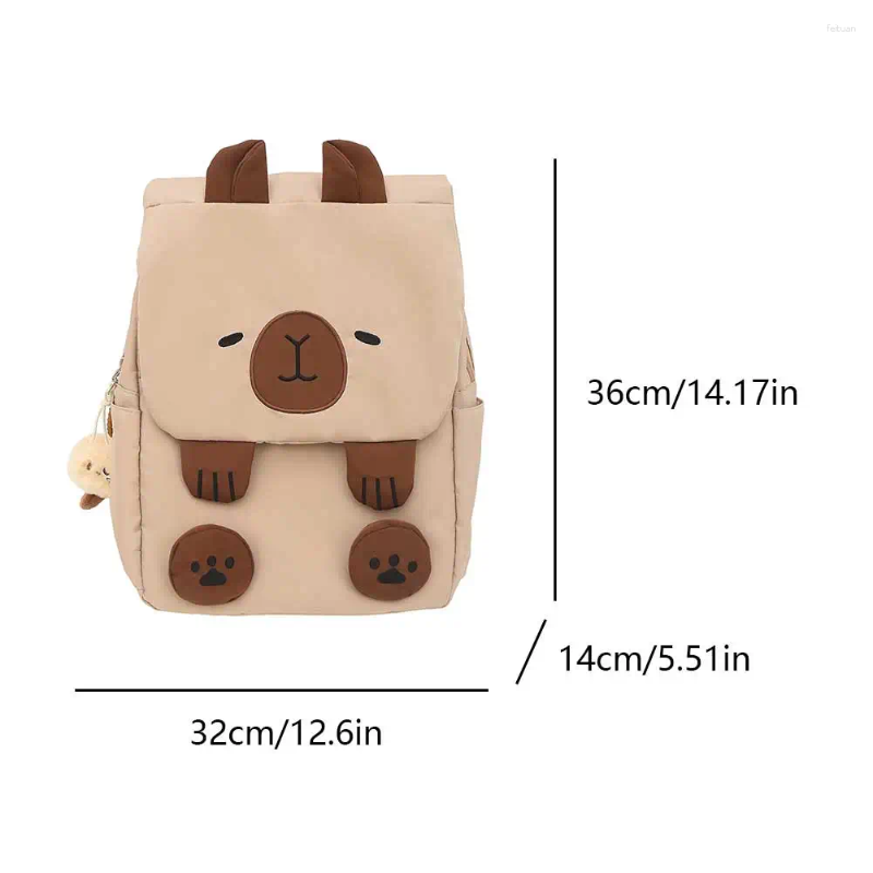 School Bags Capybara Students Large Capacity Cartoon Backpack For Girls Kawaii Teenage Daypack Adjustable Strap Bookbag Knapsack
