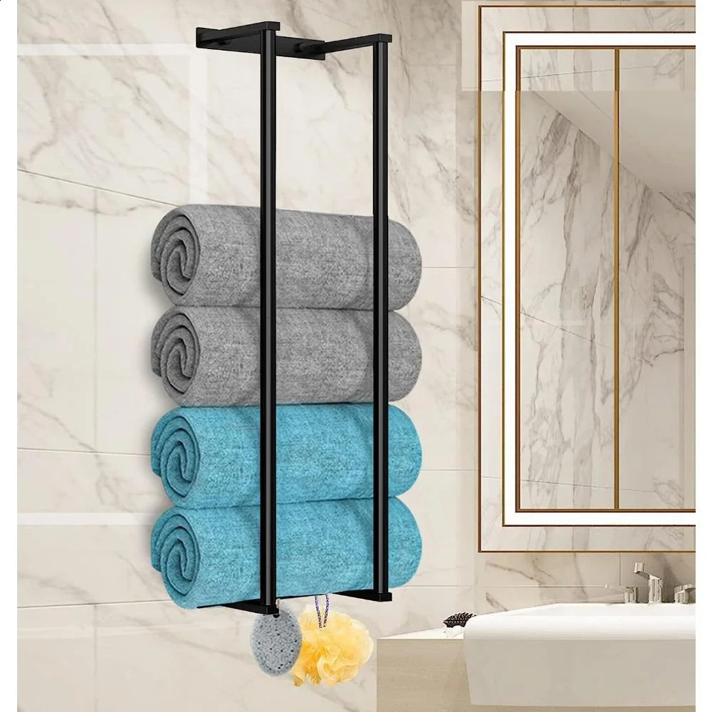 Bathroom towel rack for rolling towels wall mounted towel storage rack stainless steel towel storage rack for bathroom organization 240913