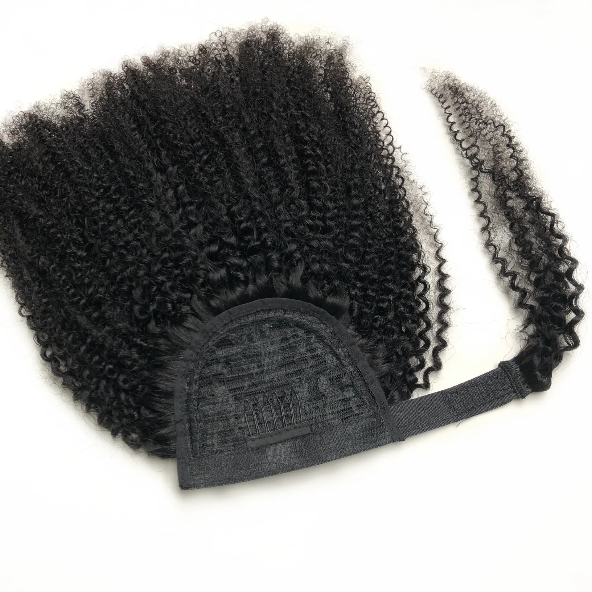 4b 4c Afro Kinky Curly Drawstring Wrap Around Ponytail For black women 140g 1pcs ,4c afro clip in human hair extension