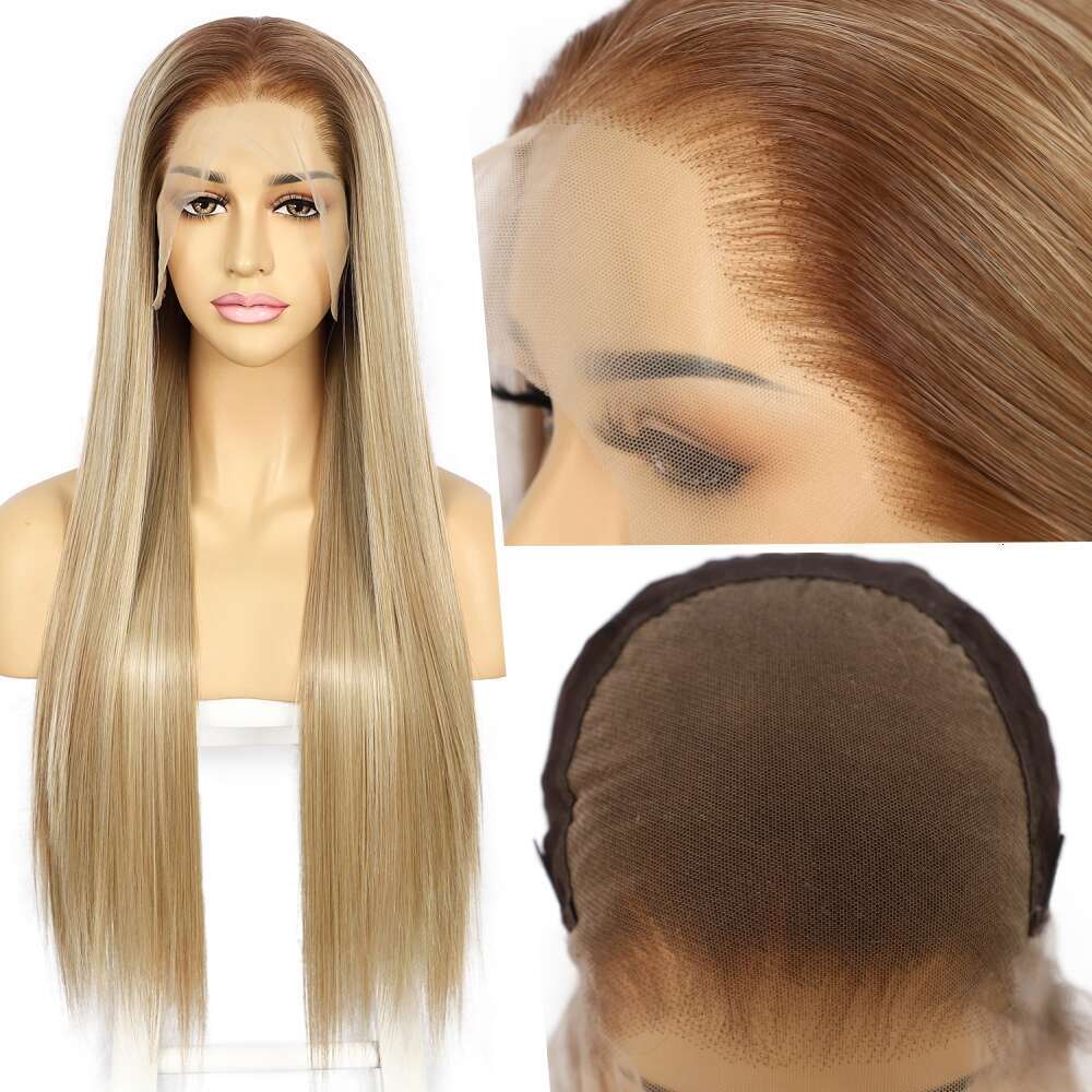 Summer 30'' 13X6 Bone Straight Synthetic Woman Wigs HD Transparent Lace Wig Daily Wear Futura Heat Resistant Fiber Made #1206