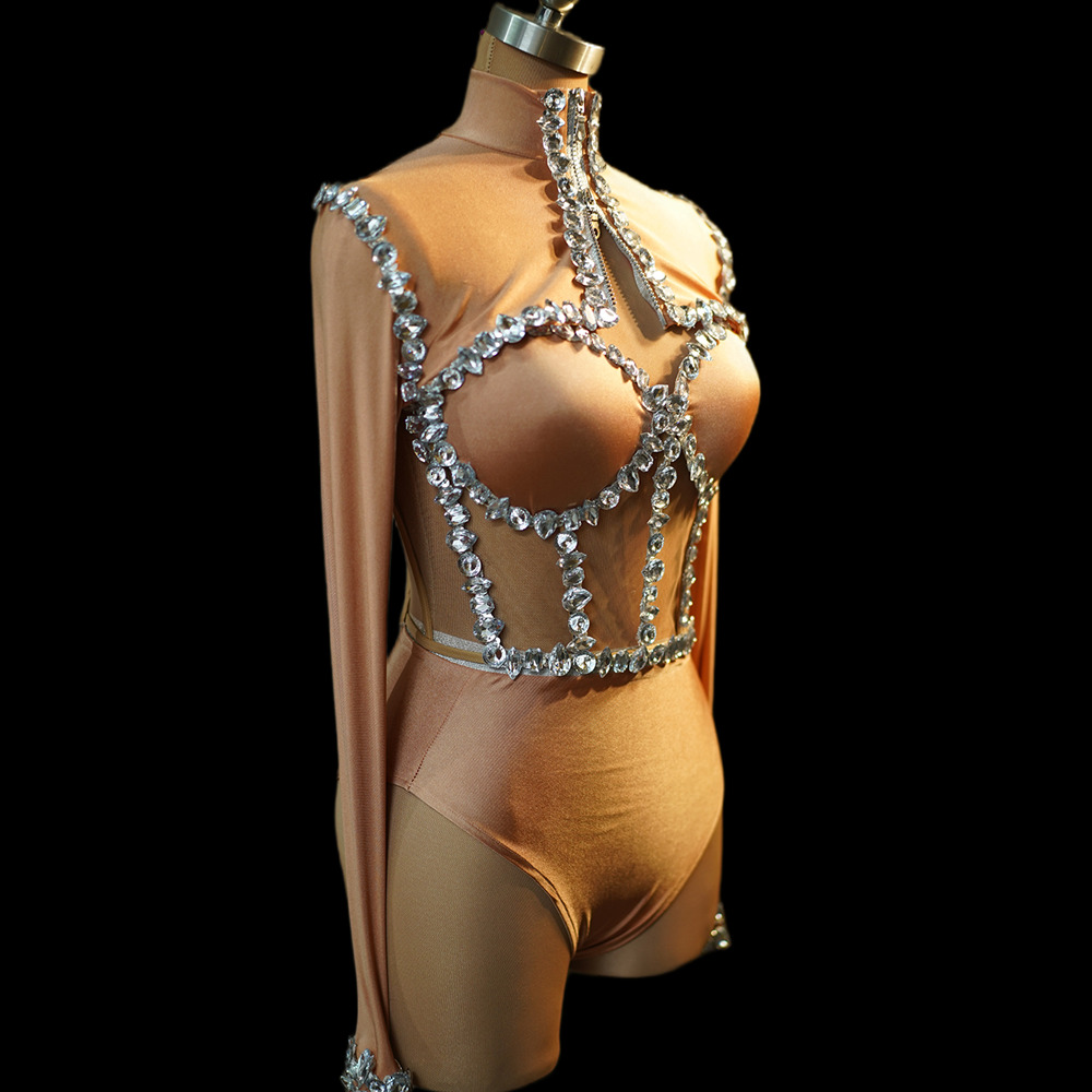 Sexy Crystal Tube Top Shorts 3 Pieces Outfit Sets Stripper Outfits Exotic Dancewear Women Party Show Stage Performance Costume