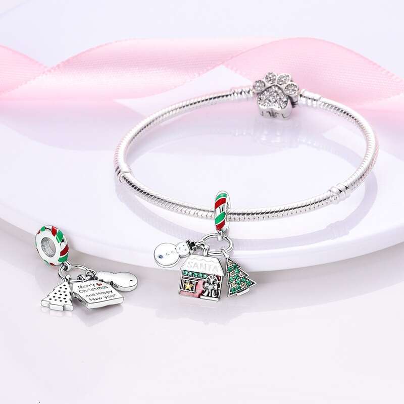New 925 Sterling Silver Charm Snowman Christmas Tree Pendant beads Fit Charms Silver 925 Original Bracelet DIY Jewelry Making For women Gifts