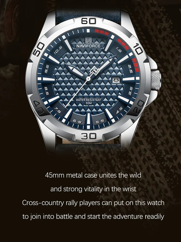 NAVIFORCE Men Fashion Quartz Watches Male Leather Strap Sport Waterproof Wristwatches CalendarClock Relogio Masculino 240906