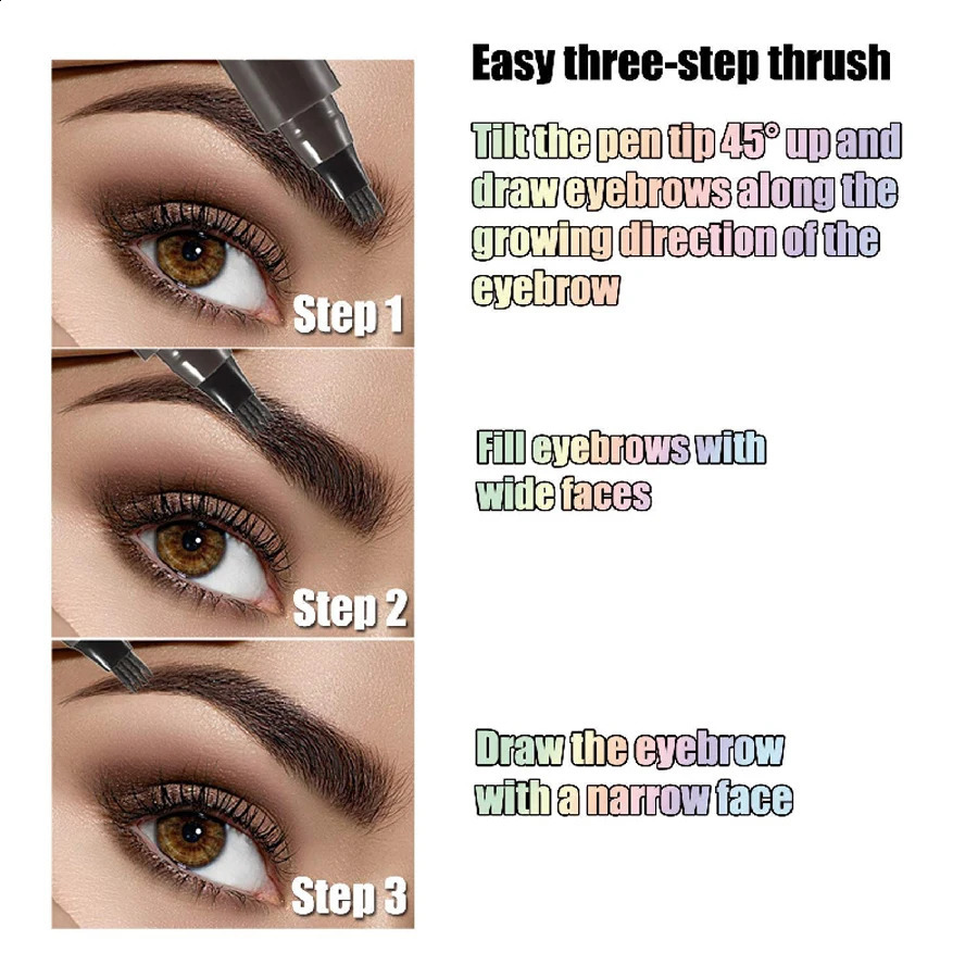 Waterproof Eyebrow Pen Microblading Eyebrow Pencil With 4 Split Head Natural Looking Brows Makeup 5 Colors 240914