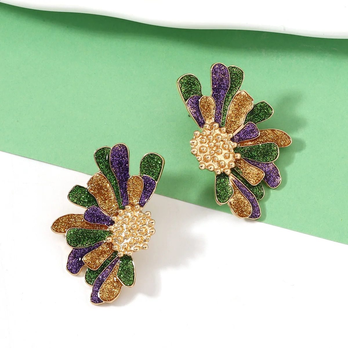 Fashion Carnival Purple Flower Dangle Earrings for Women Simple and Gorgeous Jewelry Party Accessories Wholesale 240914