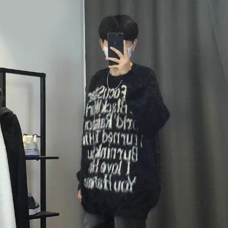 American street style pullover letter designer sweater for men and women in autumn and winter new lazy retro loose sweater top.