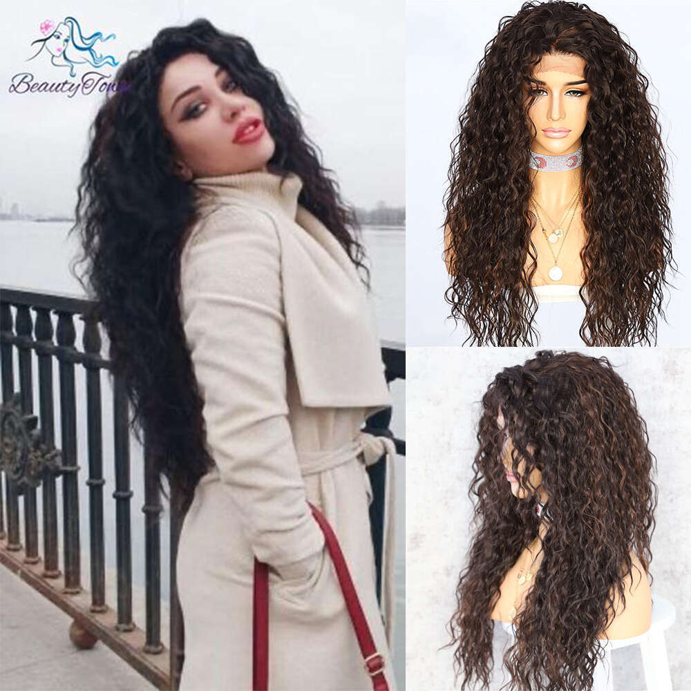 Synthetic Jbrown Black 1B Blonde 613 Ginger Red Brown Grey White Kinky Curly 13X3 Lace Front Wig Daily Makeup Party For Women