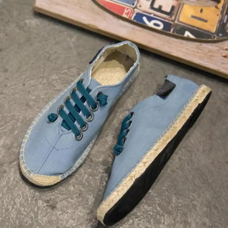 Shoes Men Hemp Fisherman Breathable Espadrilles Flats Solid Moccasins Casual Shoes Men Zapatos De Hombre 240911