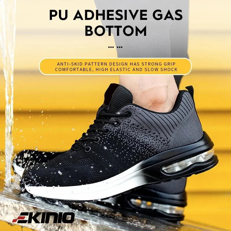 Air Cushion For Men Women Breathable Work Sneakers New Steel Toe Shoes Safety Protective Shoe 240904
