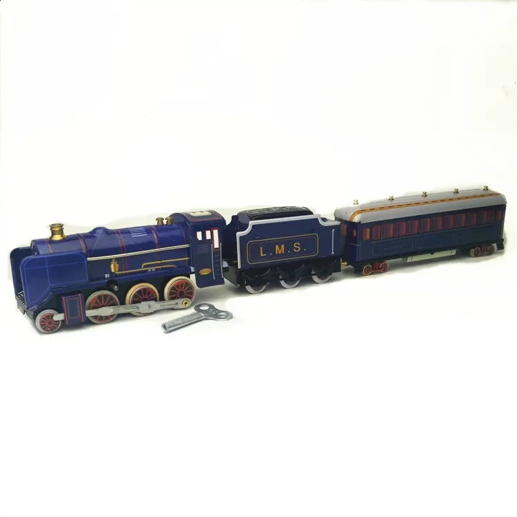 Funny Adult Collection Retro Wind up toy Metal Tin moving Vintage Rail train model Mechanical Clockwork toy figures kids gift 240904