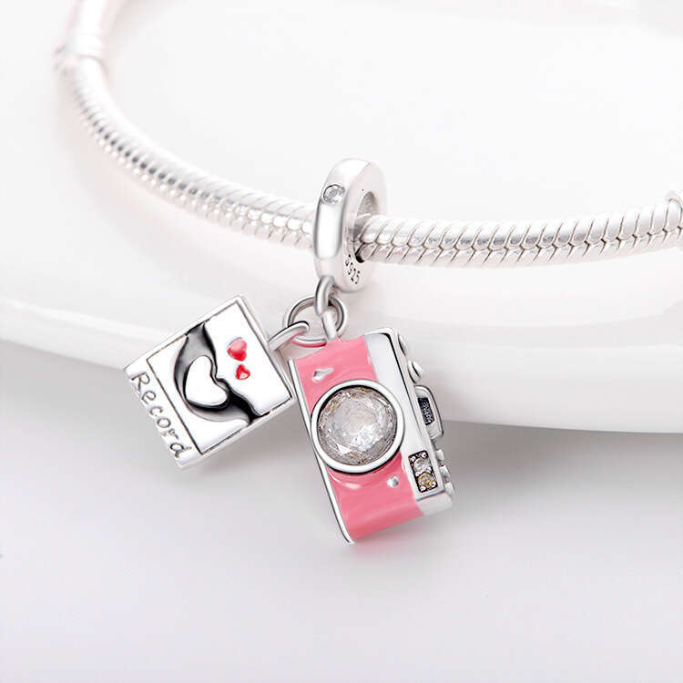 New 925 Sterling Silver Charm Pink camera pendant Beads Fit Charms Silver 925 Original Bracelet DIY Jewelry Making For women Gifts