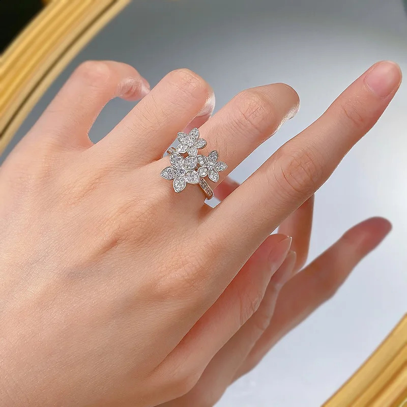 s925 Silver Flower Brocad Cluster Triple Wreath Womens European American French Fashion Edition 240914