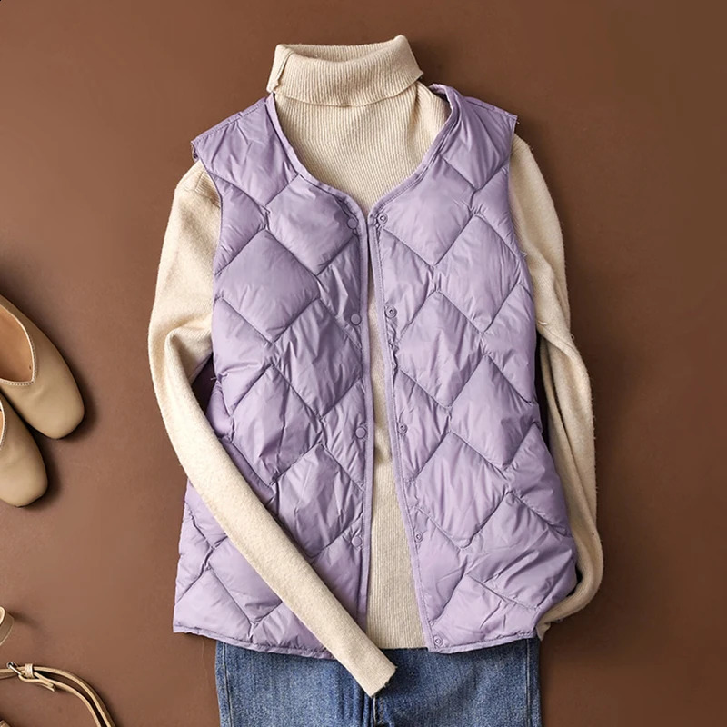 SEDUTMO Quilted Ultra Thin Duck Down Vest Womens Winter Jacket Ultra Thin Waist Coat Autumn Casual Basic Parkas ED2086 240913