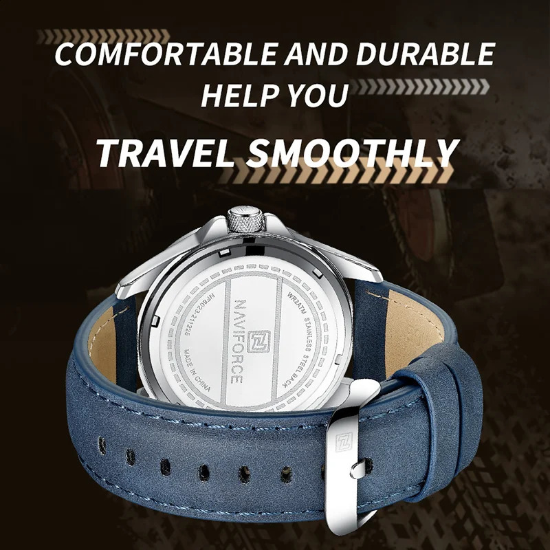 NAVIFORCE Men Fashion Quartz Watches Male Leather Strap Sport Waterproof Wristwatches CalendarClock Relogio Masculino 240906