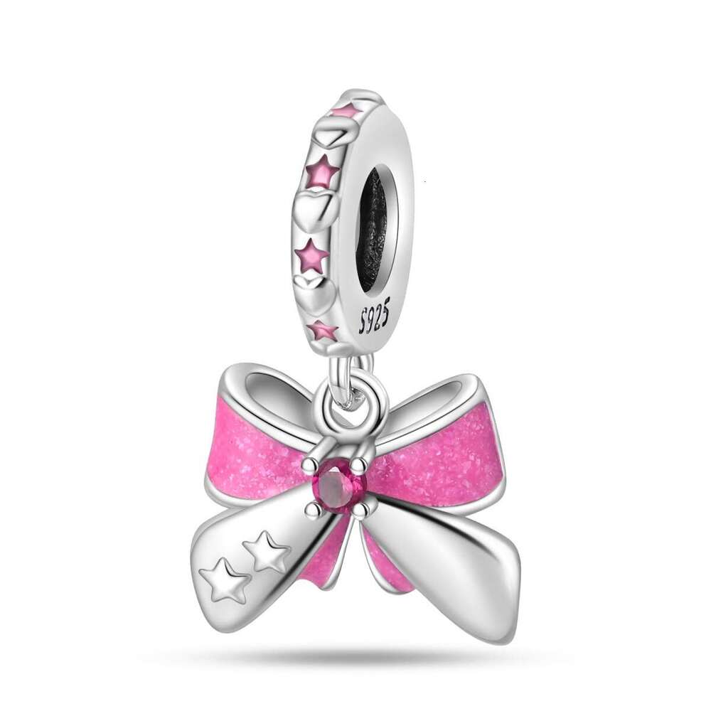 925 Sterling silver Charms Pink Girl Heart Beads Pendant Charm Fit bracelet DIY Jewelry Accessories For women Gifts