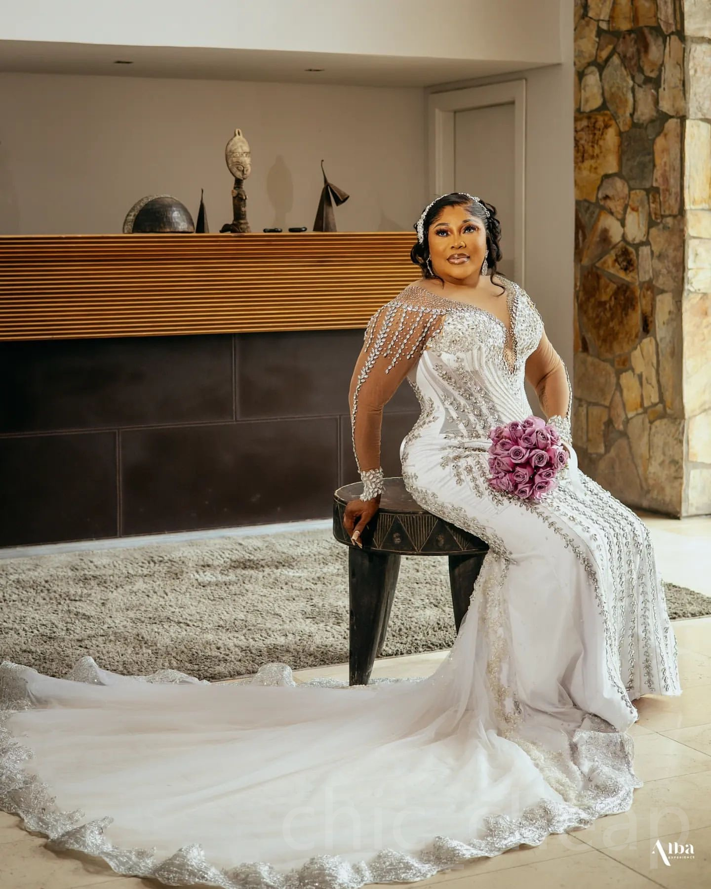 2024 Arabic Aso Ebi Plus Size Ivory Mermaid Wedding Dresses Luxurious Rhinestones Beaded Lace Full Sleeves Bridal Gowns Dress ZJ442