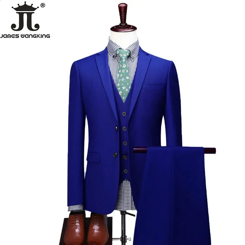 S-6XL Blazer Vest Pants High-end Solid Color Formal Business Office Suit Three-piece Set Groom Wedding Show Dress Party 250214