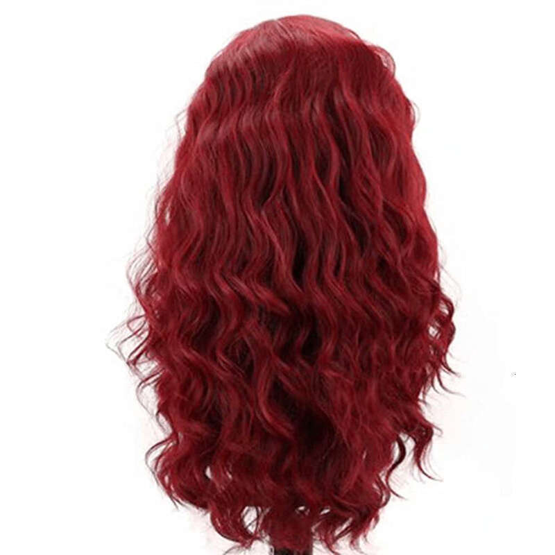 AIMEYA Red Body Wave Long Free Part Lace Front Wig For Black Women Synthetic Cosplay Costume Daily Wear Wigs