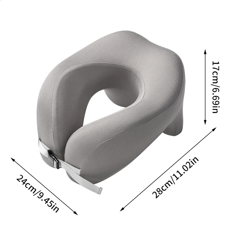 Travel Pillow U-Shape Pure Memory Foam Neck Pillow For Airplane Office Nap Cervical Pillows Flight Sleeping Head Neck Support 250423