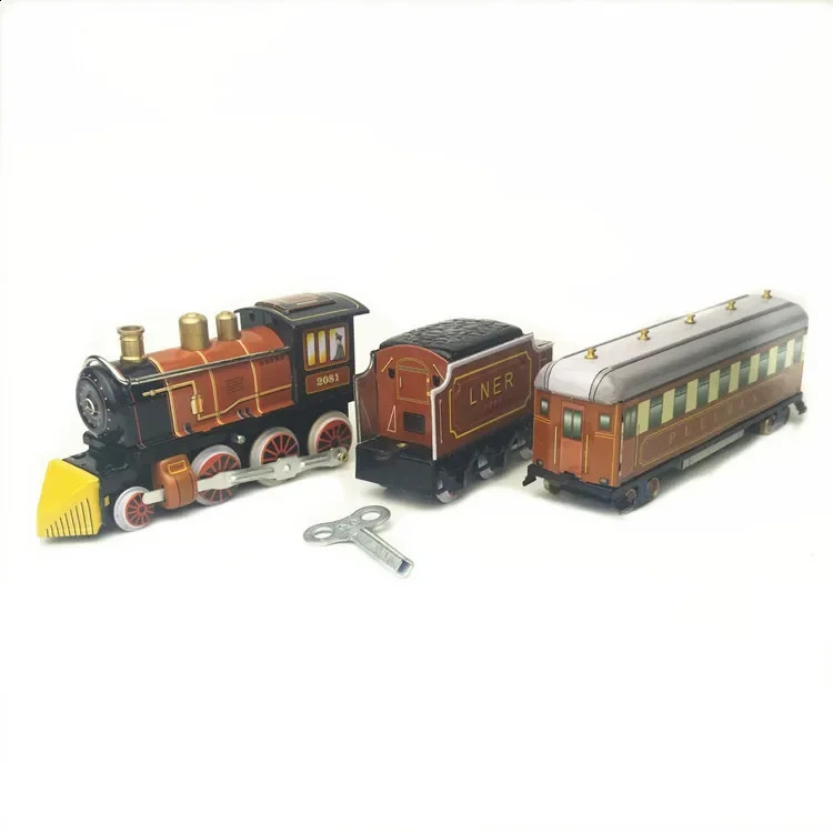 Funny Adult Collection Retro Wind up toy Metal Tin moving Vintage Rail train model Mechanical Clockwork toy figures kids gift 240904