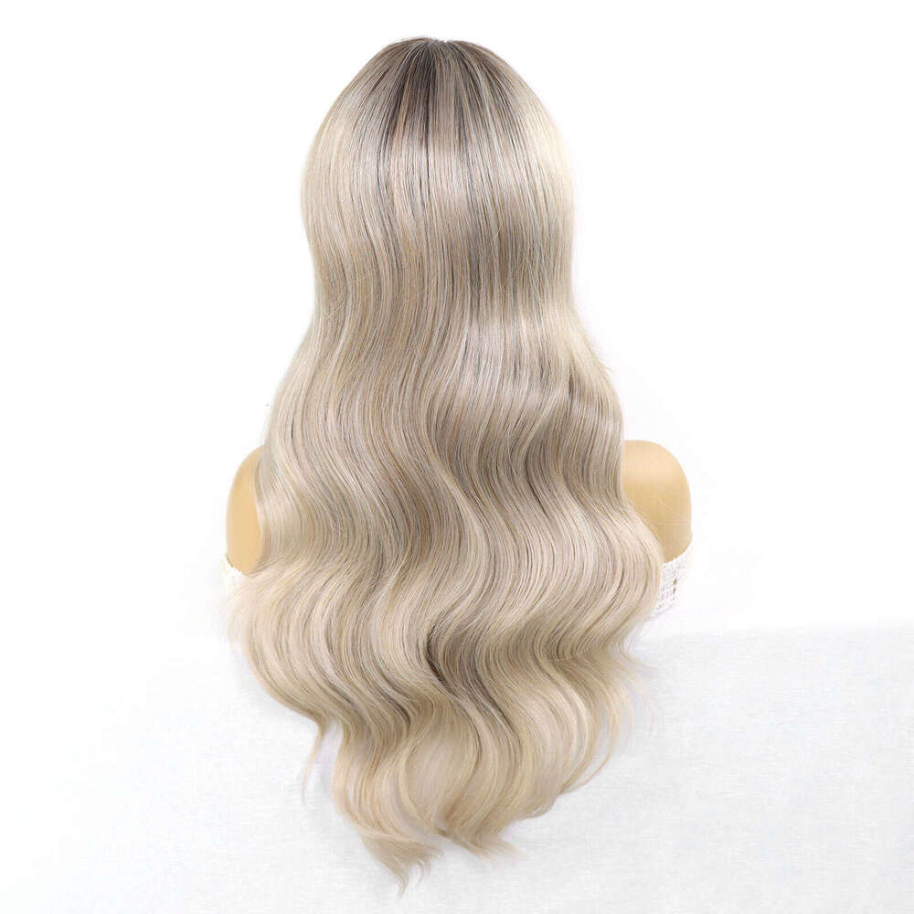 Ash Blonde Synthetic Front Wigs For Women Body Wave Colored Lace Heat Resistant Dark Roots Cosplay 13X3 Glueless Wig