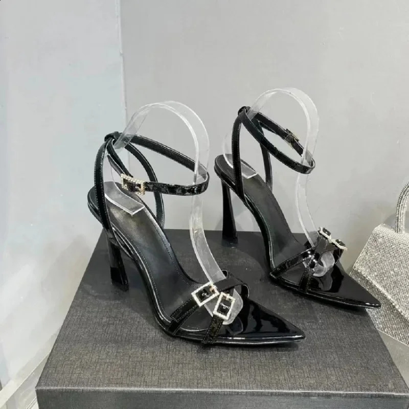 Womens High Heel Sandals Summer Transparent Heels Rhinestone Strap Slingbacks Female Sexy Wedding Sandal 240914