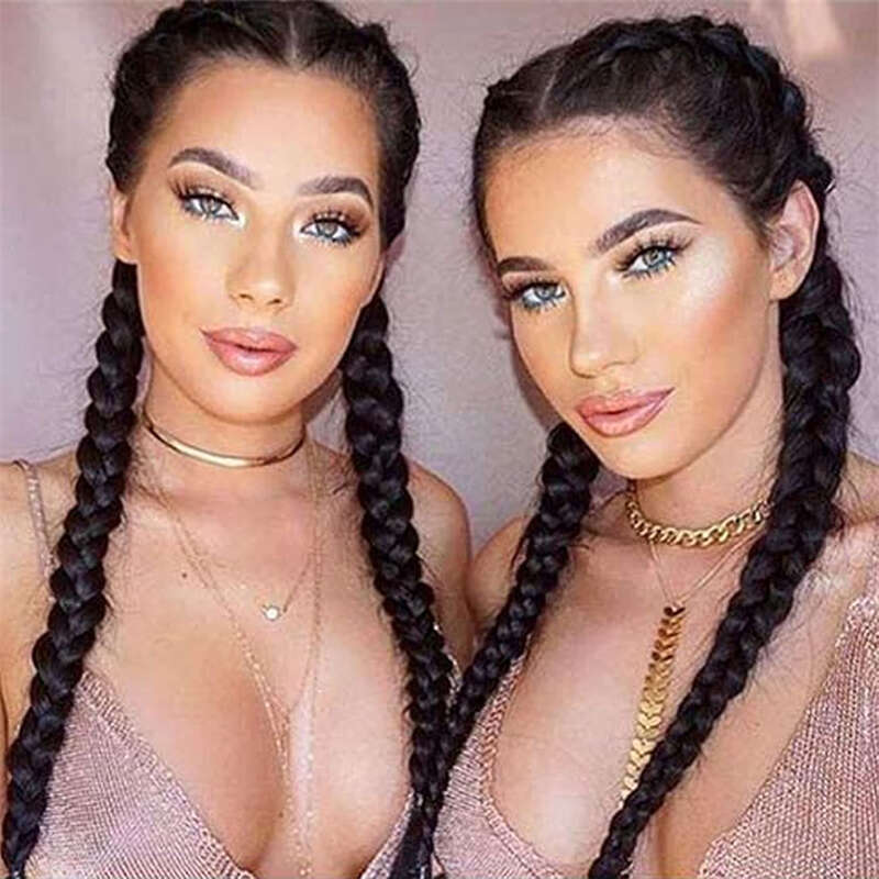 Synthetic Front 360 Lace Cornrow Braided Wigs With Baby Hair Knotless 30 Inches Braid Wig For Black Women