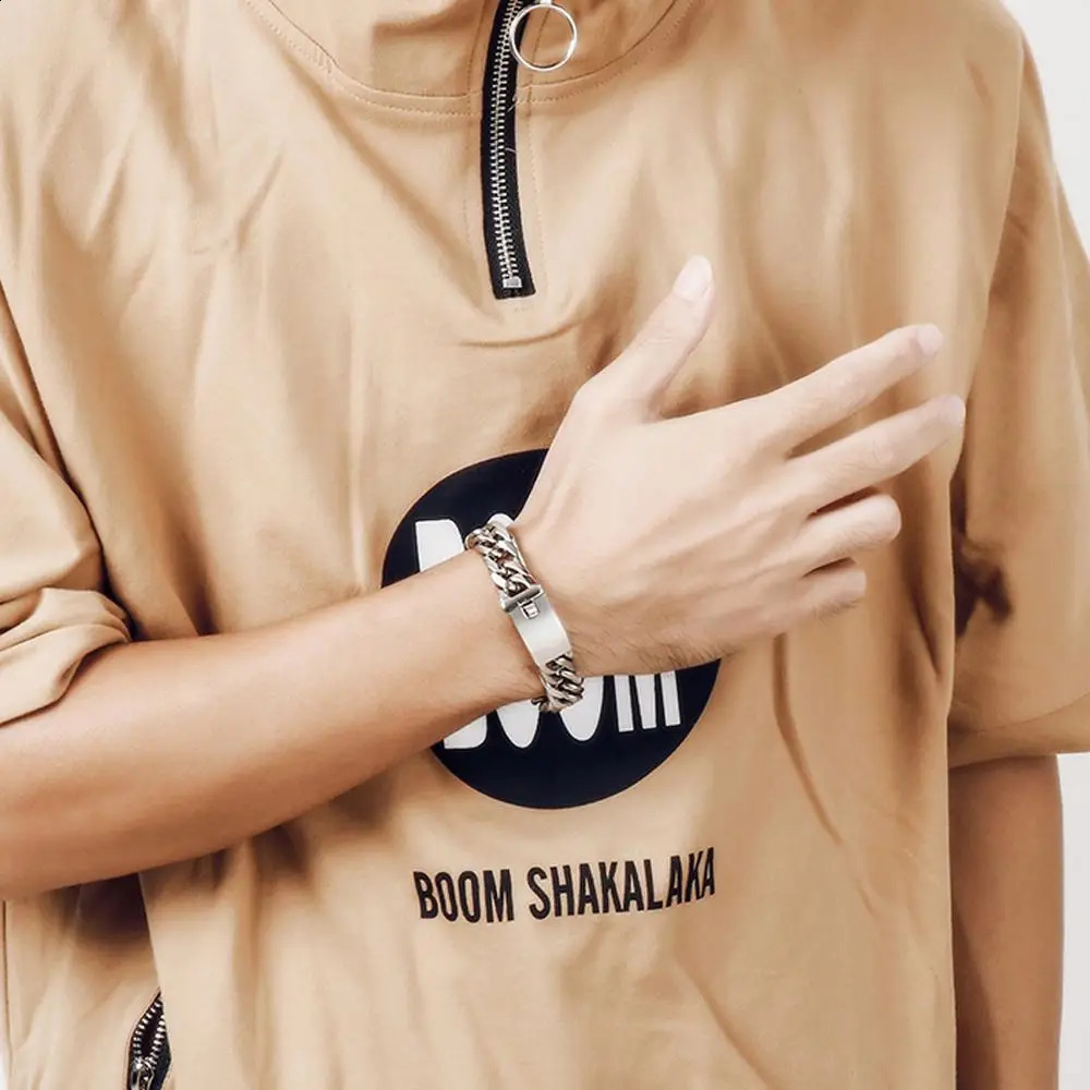 Fashionable mens silver 316L stainless steel curly Cuban chain bracelet with three options for men 240912