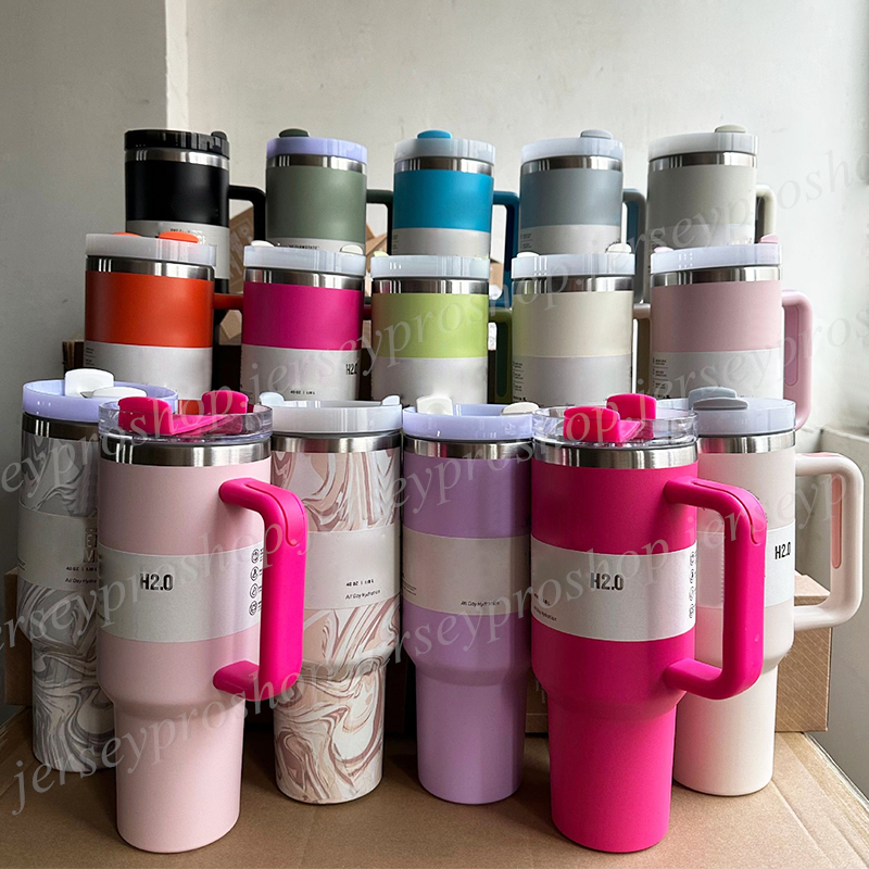 TopSellers 40oz Stainless Steel Tumbler 2.0 With Handle LOGO Lid Straw Big Capacity Water Bottles for Car