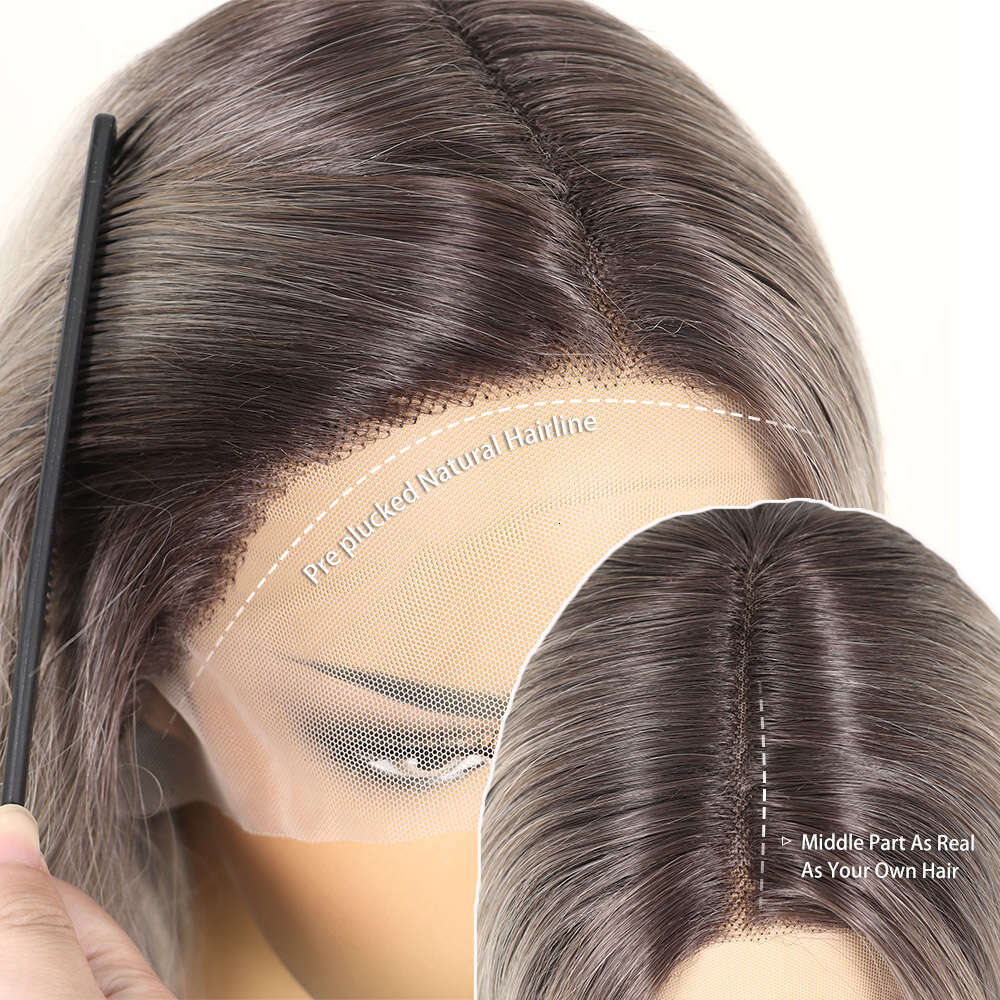 Ash Brown T Part Synthetic Lace Wigs Body Wavy Dark Roots Ombre Blonde Colored Pre Plucked Cosplay Heat Resistant Wig Daily