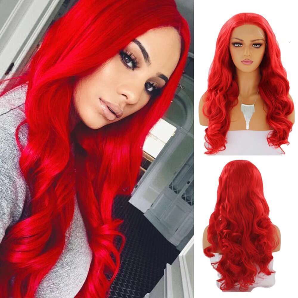 AIMEYA Pink Long Body Wave Lace Front Wigs Heat Resistant Synthetic Hair Daily Use Cosplay Wig