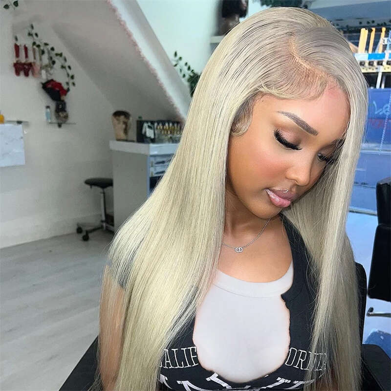 Ash Lace Front 13X4 Straight Human 13X6 HD Transparent Ombre Blonde Wig Brazilian Hair Preplucked For Women